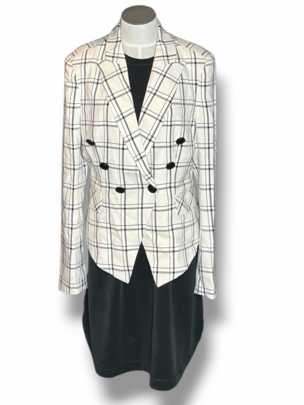 Choosy White Plaid Double Breasted Blazer Size 10